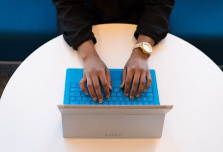 Startup Success - person using Microsoft Surface