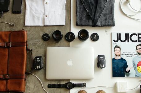 Business Essentials - Brown Leather Bag, Clothes, and Macbook